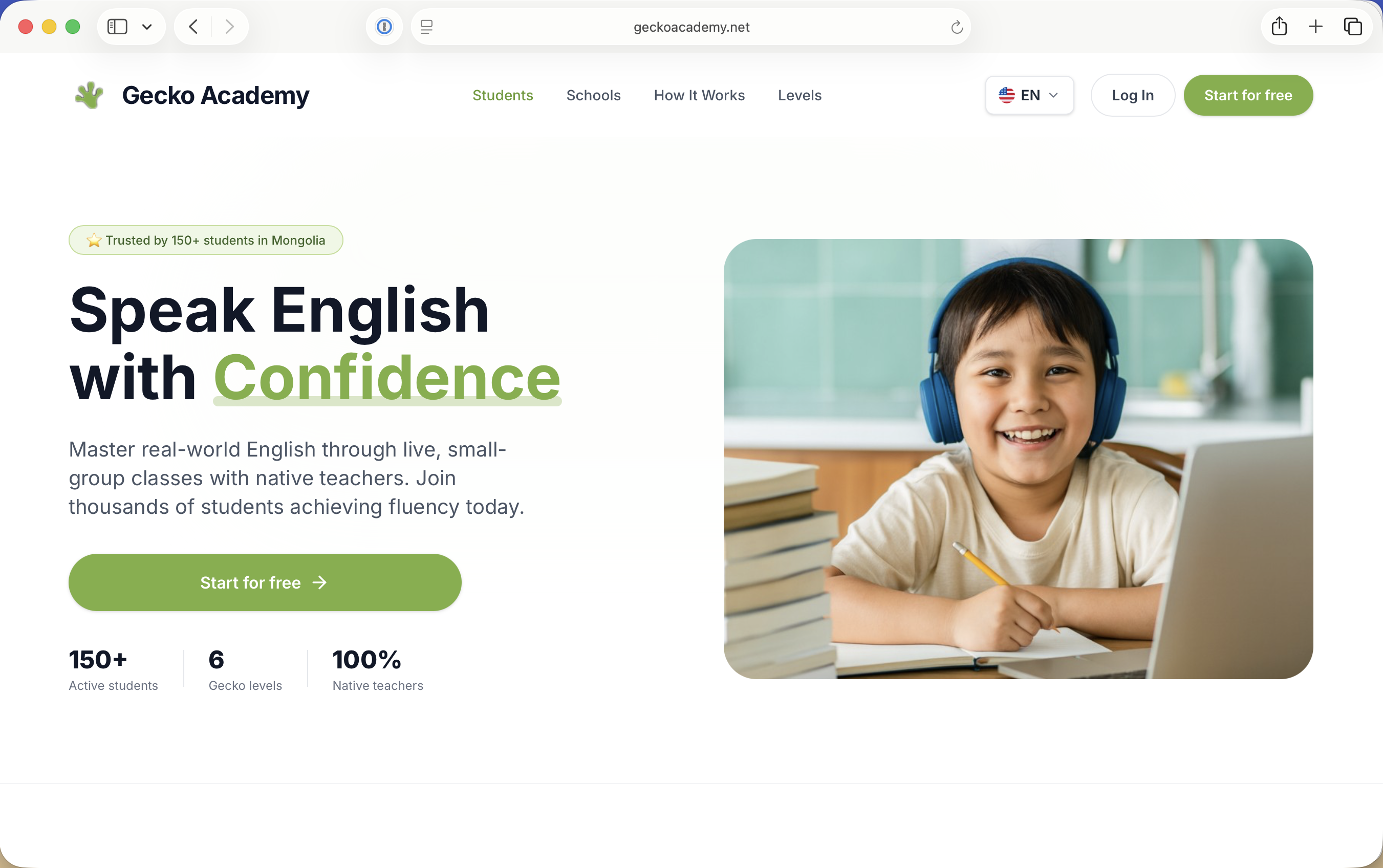 Gecko Academy website preview in a BlackSand marketing review
