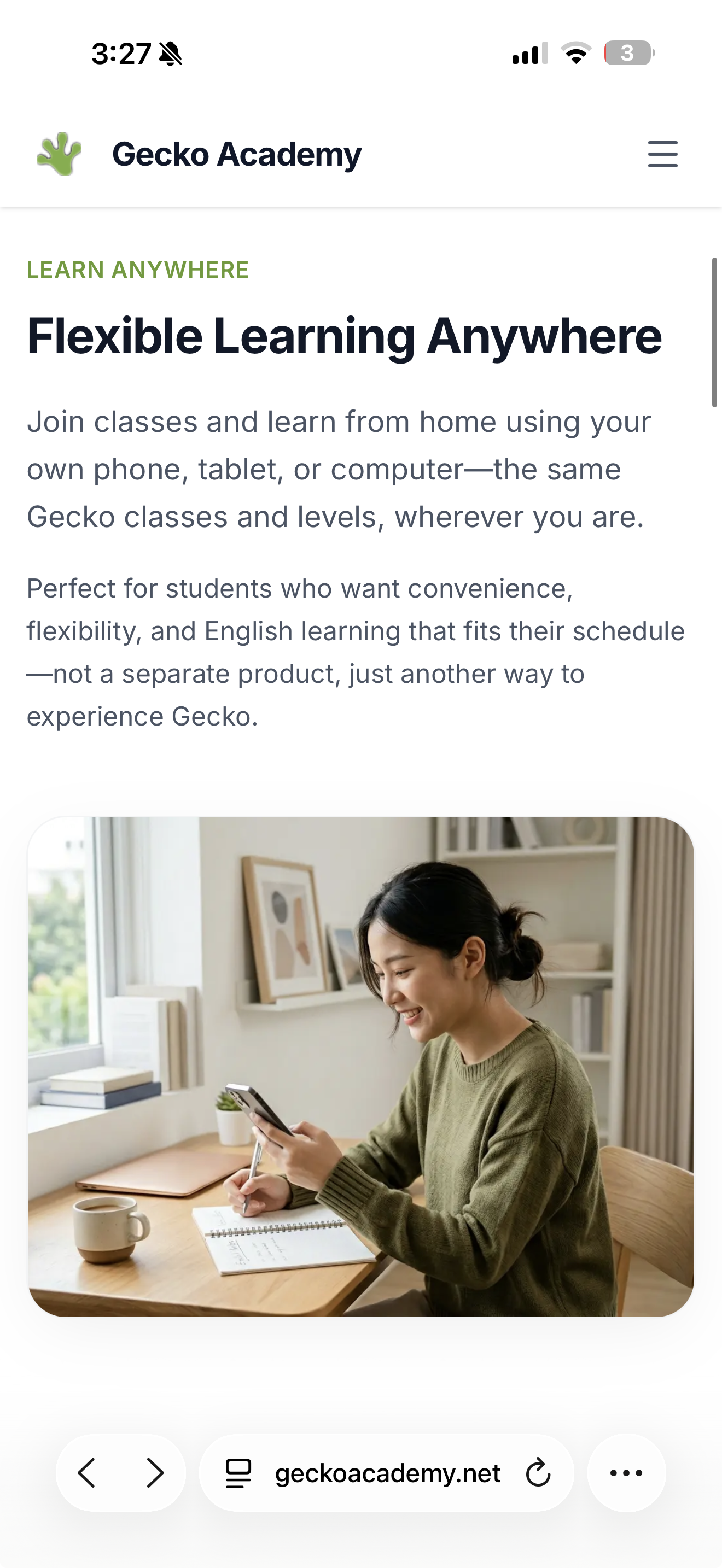Gecko Academy mobile website
