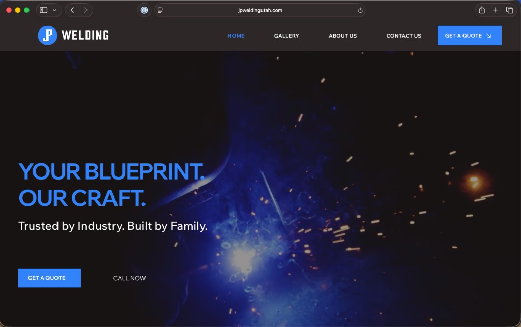 JP Welding desktop website