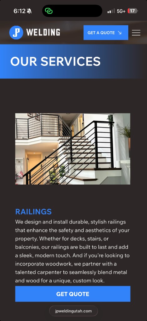 JP Welding mobile website